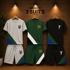 Cross Panel Style Bundle Of 3 Casual Wear 2-Pcs Summer Suit. Deal-07 (Clearance-Sale)
