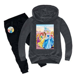 Kids Printed Barbie Doll Hoodie Style 2-Pcs Winter Track-Suit.