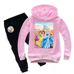 Kids Printed Barbie Doll Hoodie Style 2-Pcs Winter Track-Suit.