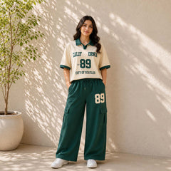 Cali-89 Collar Cargo Style Western 2-Pcs Summer Tracksuit For Her. WSTS-05 V3