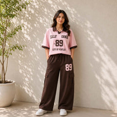 Cali-89 Collar Cargo Style Western 2-Pcs Summer Tracksuit For Her. WSTS-05 V3
