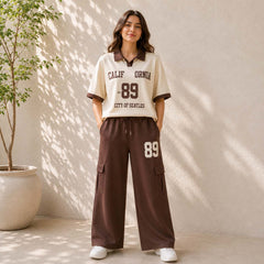 Cali-89 Collar Cargo Style Western 2-Pcs Summer Tracksuit For Her. WSTS-05 V3