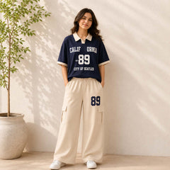 Cali-89 Collar Cargo Style Western 2-Pcs Summer Tracksuit For Her. WSTS-05 V3