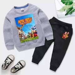 Kids Motu Patlu Printed Sweat-Shirt Style 2-Pcs Winter Track-Suit.