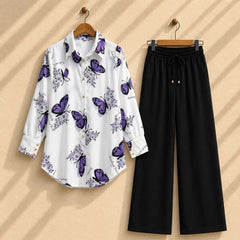 Western Butterfly Printed 2-Pcs Turkish Co-Ord Set.