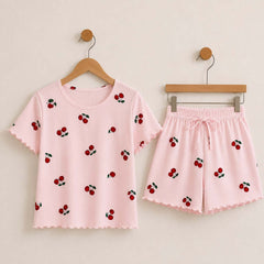 Cherry Printed Short Style 2-Pcs Summer Launge & Night Wear Suit. WLW-17