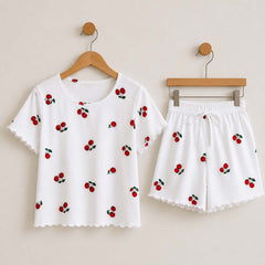 Cherry Printed Short Style 2-Pcs Summer Launge & Night Wear Suit. WLW-17