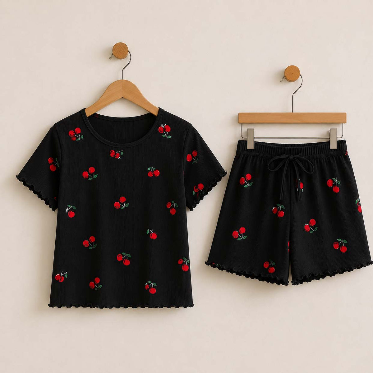Cherry Printed Short Style 2-Pcs Summer Launge & Night Wear Suit. WLW-17