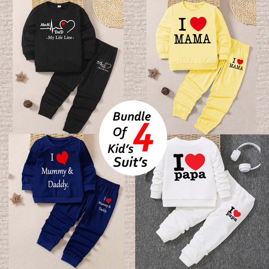 Bundle Of 4 Kids Sweat Style 2-Pcs Summer Suit. (FTS+TR) (Clearance-Sale)