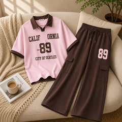 Cali-89 Collar Cargo Style Western 2-Pcs Summer Tracksuit For Her. WSTS-05 V3