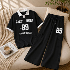 Cali-89 Collar Cargo Style Western 2-Pcs Summer Tracksuit For Her. WSTS-05 V3