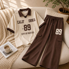 Cali-89 Collar Cargo Style Western 2-Pcs Summer Tracksuit For Her. WSTS-05 V3