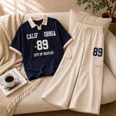 Cali-89 Collar Cargo Style Western 2-Pcs Summer Tracksuit For Her. WSTS-05 V3