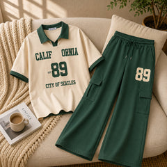 Cali-89 Collar Cargo Style Western 2-Pcs Summer Tracksuit For Her. WSTS-05 V3