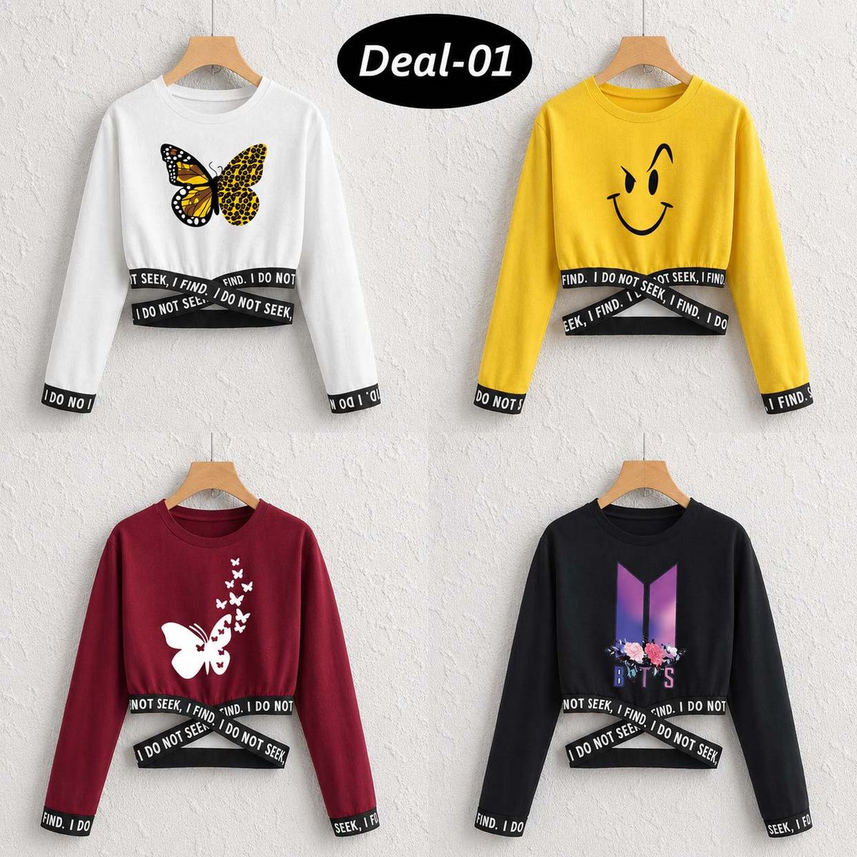 Bundle Of 4 Short Length Style R-Neck F-Sleeve Printed Tee. D1