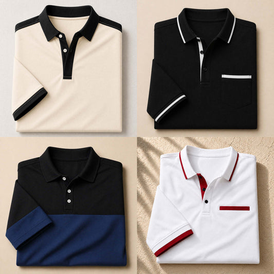Bundle Of 4 Designer Summer Tshirt's MSDTS 03-Skin+06-Black+10-Blue+11-White