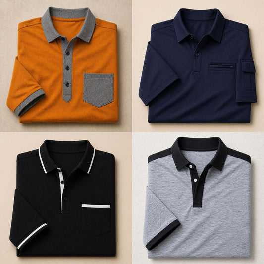 Bundle Of 4 Designer Summer Tshirt's MSDTS 03-Grey+06-Navy+07-Mustard+09-Navy