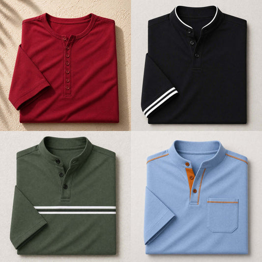 Bundle Of 4 Designer Summer Tshirt's MSDTS 01-Sky+02-Green+04-Black+12-Maroon