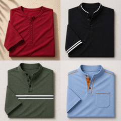 Bundle Of 4 Designer Summer Tshirt's MSDTS 01-Sky+02-Green+04-Black+12-Maroon