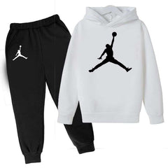 Kids Jordan Printed Pull-Over Hoodie Style 2-Pcs Winter Track-Suit.