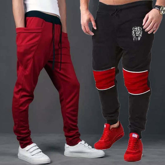 Bundle Of 2 Different Trouser's. Mehroon Baggy+Black Red-Patch