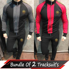Bundle Of 2 Lion Printed Patch-Work Jacket Style 2-Pcs Winter Tracksuit. D-22