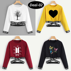 Bundle Of 4 Short Length Style R-Neck F-Sleeve Printed Tee. D1