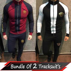 Bundle Of 2 Lion Printed Patch-Work Jacket Style 2-Pcs Winter Tracksuit. D-22