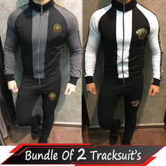 Bundle Of 2 Lion Printed Patch-Work Jacket Style 2-Pcs Winter Tracksuit. D-22