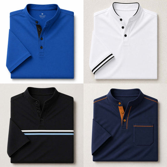 Bundle Of 4 Designer Summer Tshirt's MSDTS 01-Navy+02-Black+04-White+05-Royal