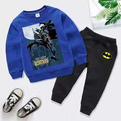 Kids Batman Printed Sweat-Shirt Style 2-Pcs Winter Track-Suit.