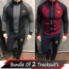 Bundle Of 2 Lion Printed Patch-Work Jacket Style 2-Pcs Winter Tracksuit. D-22