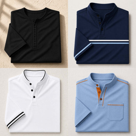 Bundle Of 4 Designer Summer Tshirt's MSDTS 01-Sky+02-Navy+04-White+12-Black