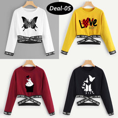 Bundle Of 4 Short Length Style R-Neck F-Sleeve Printed Tee. D1