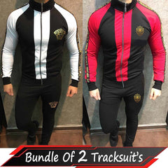 Bundle Of 2 Lion Printed Patch-Work Jacket Style 2-Pcs Winter Tracksuit. D-22
