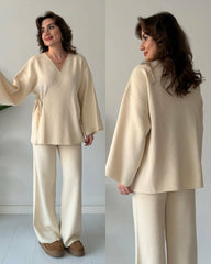 Overlap Gown Style 3-Pcs Winter Co-Ord Set. WWTS-24 V2