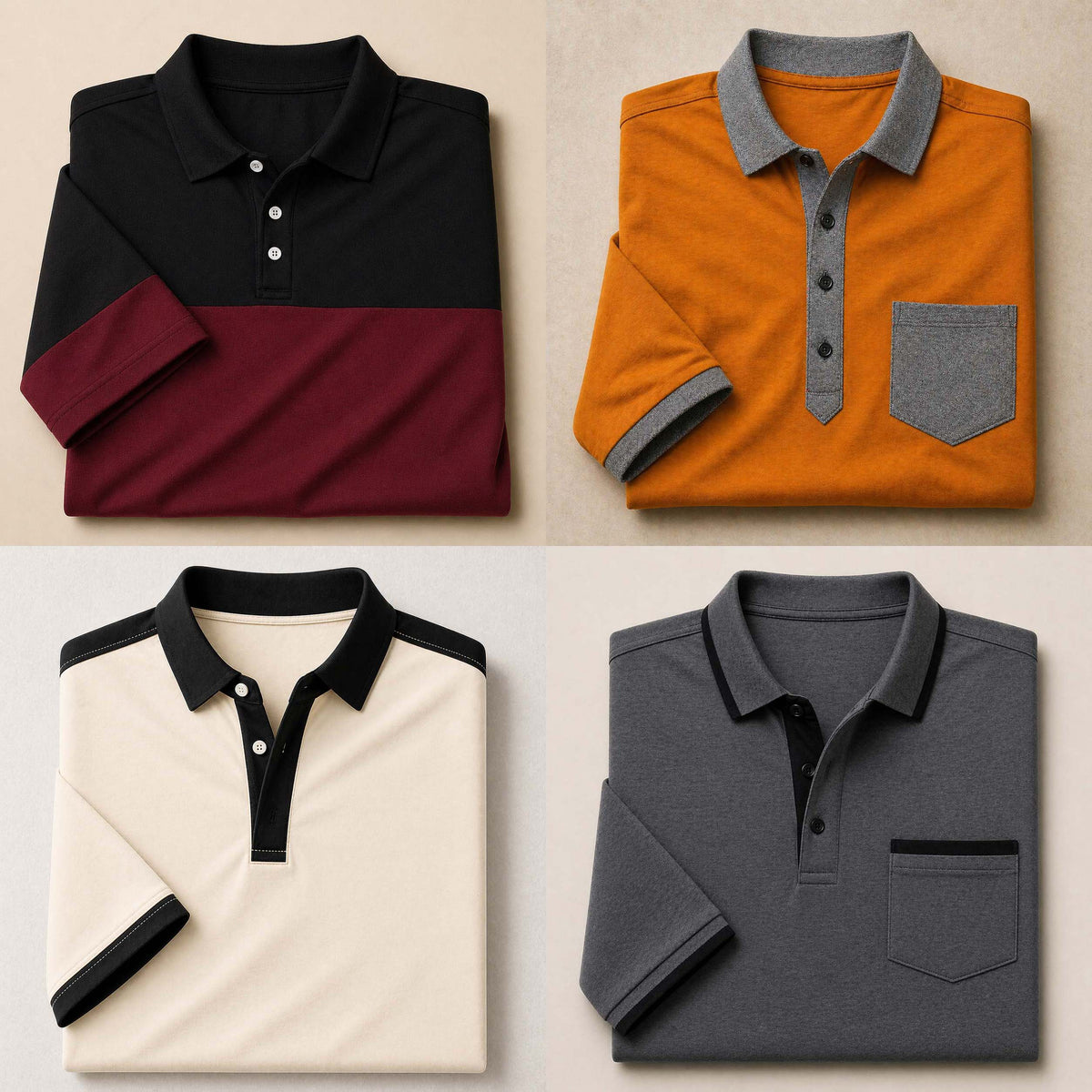 Bundle Of 4 Designer Summer Tshirt's MSDTS 03-Skin+06-Grey+07-Mustard+10-Maroon