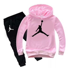 Kids Jordan Printed Pull-Over Hoodie Style 2-Pcs Winter Track-Suit.