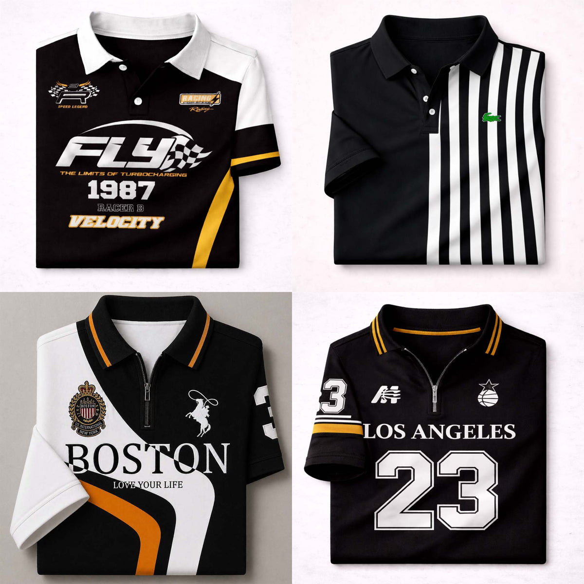 Bundle Of 4 Dry-Fit 3D Stripe Printed Style Half-Sleeve Polo Summer Tshirt's. MS3DP-15+17+18+20