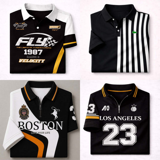 Bundle Of 4 Dry-Fit 3D Stripe Printed Style Half-Sleeve Polo Summer Tshirt's. MS3DP-15+17+18+20