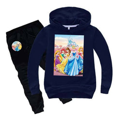 Kids Printed Barbie Doll Hoodie Style 2-Pcs Winter Track-Suit.