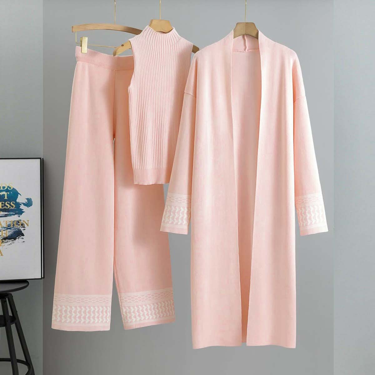 Long Printed Gown Style 3-Pcs Winter Co-Ord Suit. WWTS-25 V2