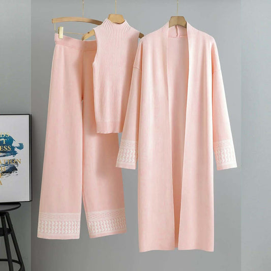 Long Printed Gown Style 3-Pcs Winter Co-Ord Suit. WWTS-25 V2