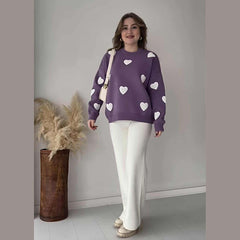 Heart Printed Sweat Style Premium Quality 2-Pcs Winter Tracksuit For Her. WWTS-20