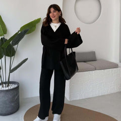 Overlap Gown Style 3-Pcs Winter Co-Ord Set. WWTS-24