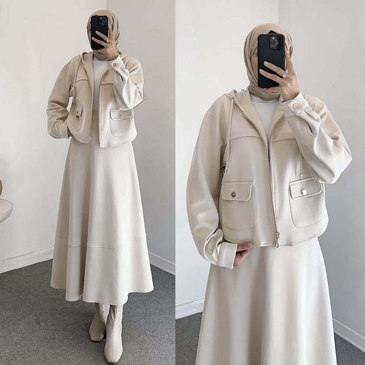 Zipper Hoodie & Skirt Style 2-Pcs Winter Co-Ord Set. WWTS-49