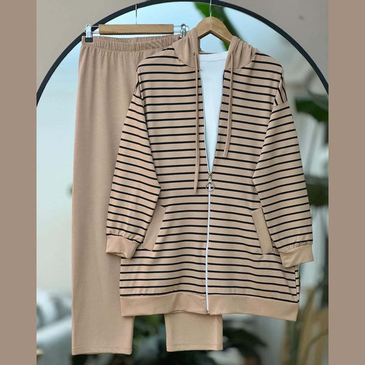 Lining Printed Zipper Hooded Style Premium Quality Winter 2-Pcs Tracksuit For Her. WWTS-28