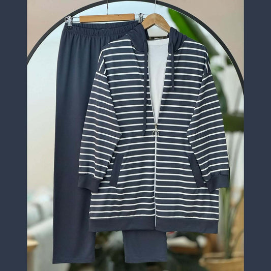 Lining Printed Zipper Hooded Style Premium Quality Winter 2-Pcs Tracksuit For Her. WWTS-28