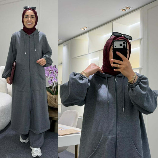 Long Zipper Hoodie Style 2-Pcs Winter Track-Suit. WWTS-55