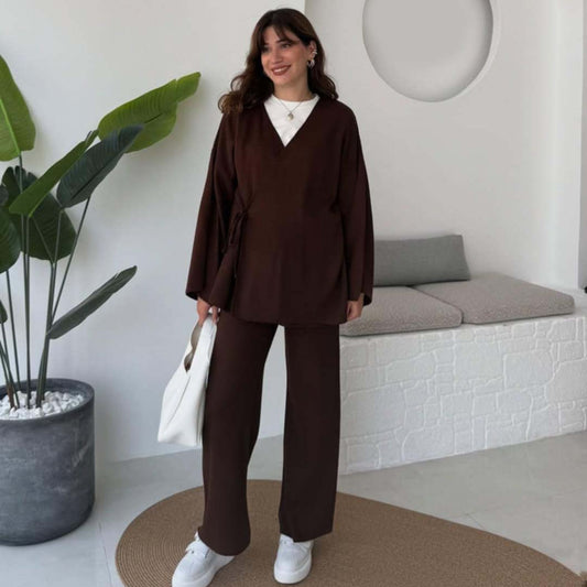 Overlap Gown Style 3-Pcs Winter Co-Ord Set. WWTS-24